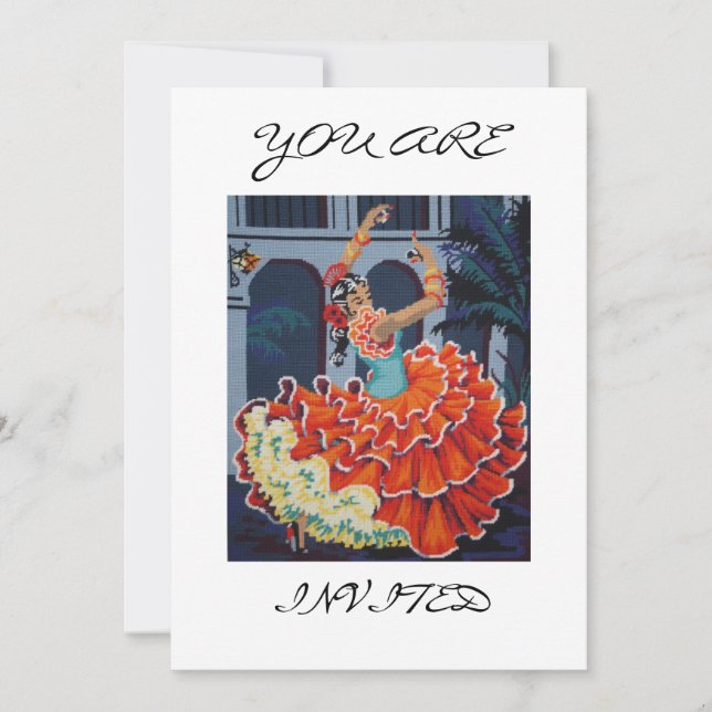 Spanischer Flamenco-Tänzer sind Sie eingeladene Einladung (Vorderseite)