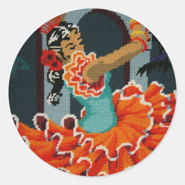 Spanischer Flamenco-Tänzersticker Runder Aufkleber (Vorderseite)