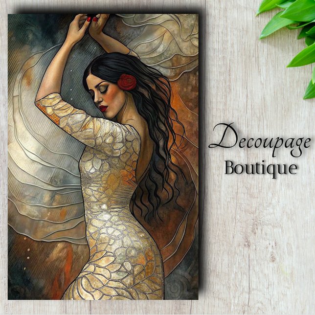 Spanischer Flamingo Dancer Decoupage Seidenpapier (Spanish Flamenco Dancer Decoupage Tissue Paper)