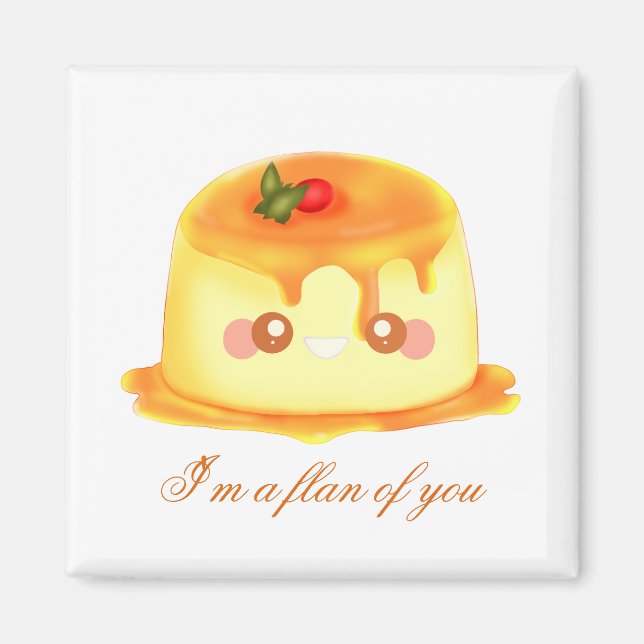 Spanischer Flan aus glattem und cremigem Karamell Magnet (Vorne)