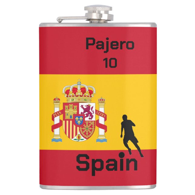 Spanischer Fußball, anpassbar Flachmann (Vorderseite)