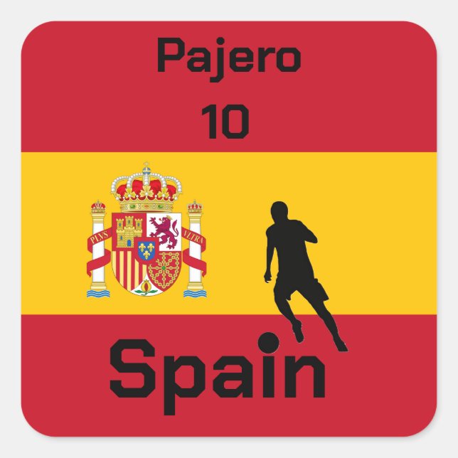 Spanischer Fußball, anpassbar Quadratischer Aufkleber (Vorderseite)