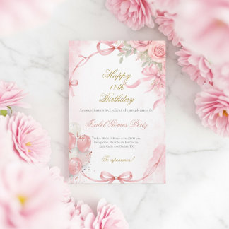 Spanischer Geburtstag der rosa Kokette Einladung