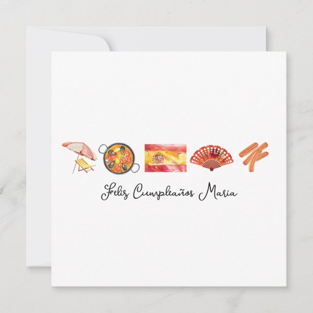 Spanischer Glückwunsch zum Geburtstag, Feliz Cumpl Karte (Vorderseite)