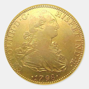 Spanischer Gold Doubloon Round Sticker