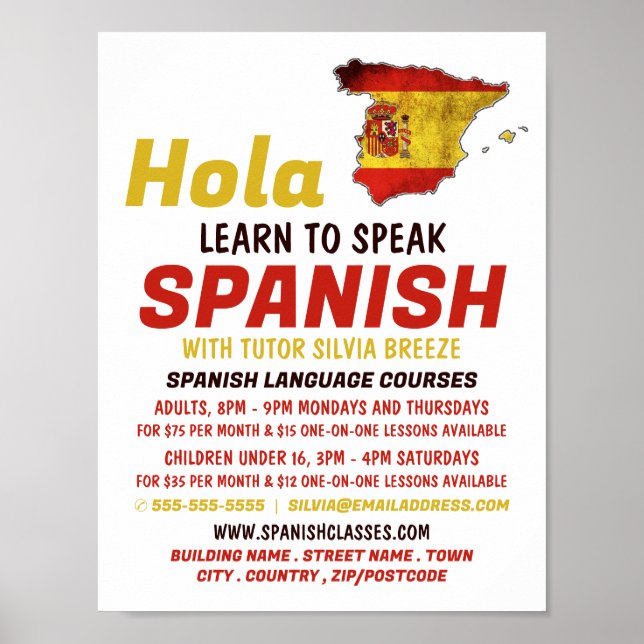 Spanischer Hola, Spanischer Sprachkurs Poster (Vorne)