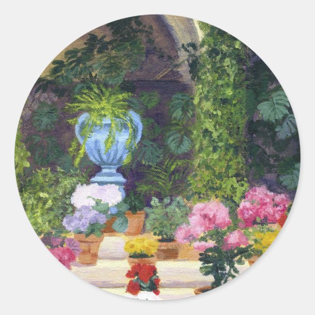 Spanischer Innenhof Runder Aufkleber (Vorderseite)