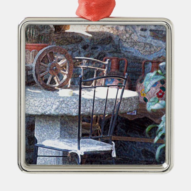 Spanischer Kaktus Stillleben Ornament Aus Metall (Vorne)