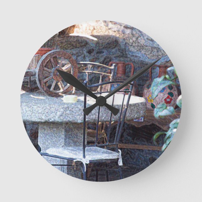 Spanischer Kaktus Stillleben Runde Wanduhr (Vorderseite)