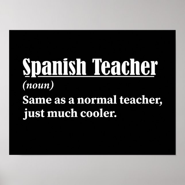 Spanischer Lehrer Funny Definition Poster (Vorne)