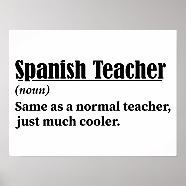 Spanischer Lehrer Funny Definition Poster (Vorne)