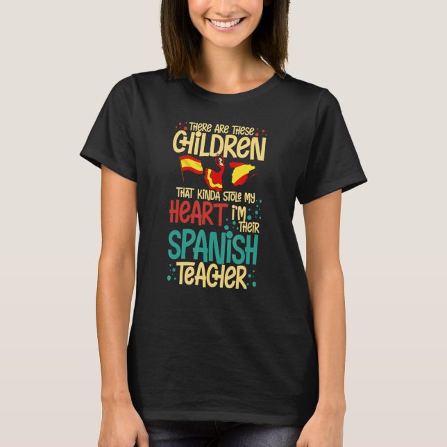 Spanischer Lehrer Spanien Flaggensprachunterricht T-Shirt (Vorderseite)