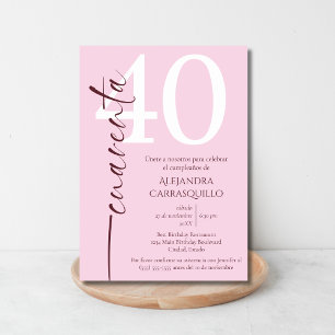 Spanischer Minimalist Pink Burgunder 40. Geburtsta Einladung
