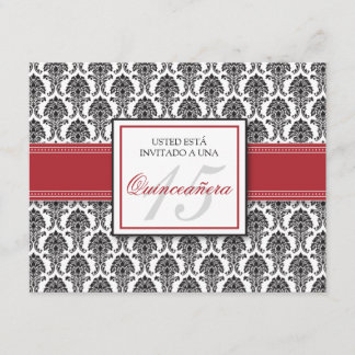 SPANISCHER Moosbeerdamast Quinceañera Invitación Einladung