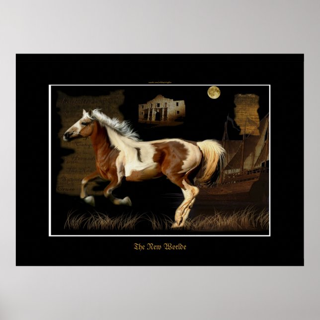 Spanischer Mustang New Worlde Horse Lover Print Poster (Vorne)