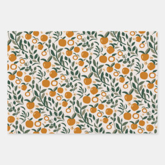 Spanischer Obstgarten - Muster von Orangen und Blä Geschenkpapier Set