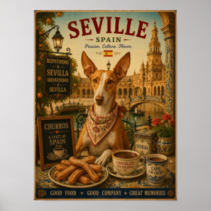 Spanischer Podenco in Sevilla Vintage-Reiseposter Poster