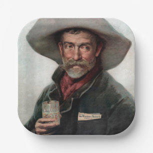 Spanischer Ranchero-Cowboy im alten Western-Saloon Pappteller