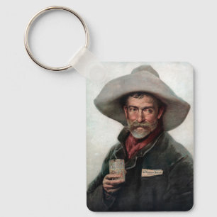 Spanischer Ranchero-Cowboy im alten Westernsaloon Schlüsselanhänger