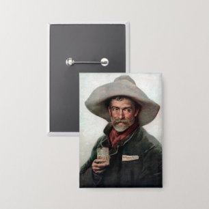 Spanischer Ranchero Cowboy in Old West Saloon Button