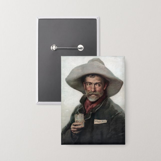 Spanischer Ranchero Cowboy in Old West Saloon Button (Vorderseite/Rückseite)