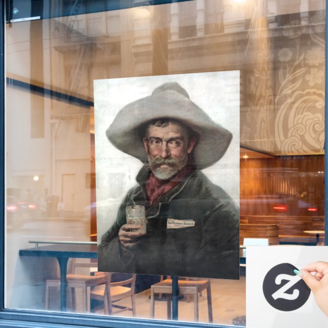 Spanischer Ranchero Cowboy in Old West Saloon Fensteraufkleber (Café-Fenster)
