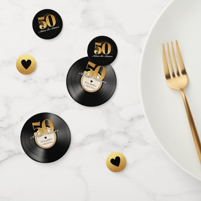 Spanischer Retro Vinyl Rekord 50 Jahre Jubiläum Konfetti (Gruppe)