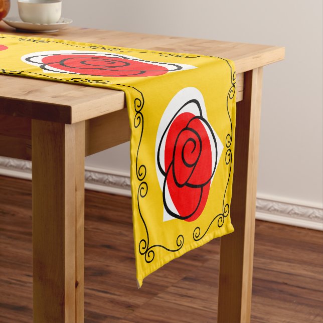 Spanischer Rose Border Table Runner 14 X 72 Kurzer Tischläufer (Beispiel)