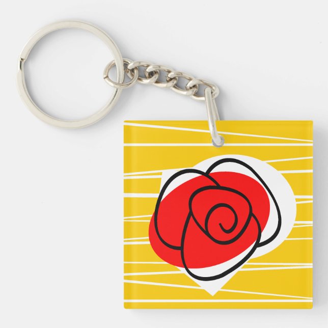 Spanischer Rose Schlüsselanhänger Acrylquadrat (Vorderseite)