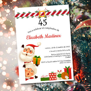Spanischer Santa & Mrs Claus Weihnachten 45. Gebur Einladung