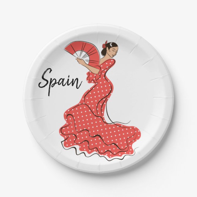 Spanischer Tänzer Flamenco Pappteller (Vorderseite)