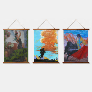 Spanischer Tänzer, Opa bull, Matador, Wandteppich Mit Holzrahmen