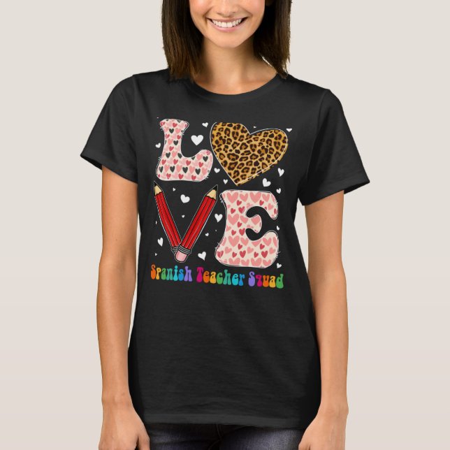 Spanischer Teacher Squad Leopard Kariert Red Vale T-Shirt (Vorderseite)