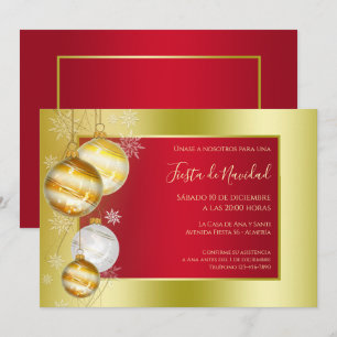 Spanischer Text Stylish Ruby & Gold Festliches Wei Einladung