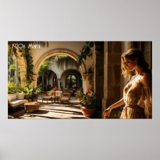 Spanischer Villenhof in Miami der 20er Jahre Poster