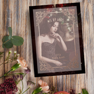 Spanischer Vintager Geblüht Vellum-Effekt Mis XV A Folieneinladung