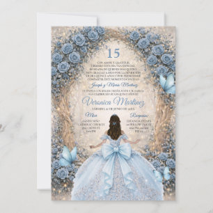 Spanischer Wald Staubblau Prinzessin Sweet 15 Jahr Einladung