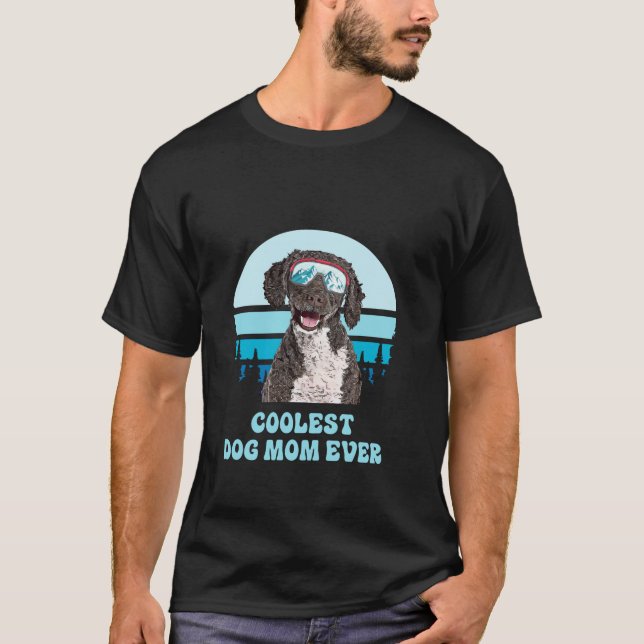 Spanischer Wasserdog Skifahren Winter Coolste Hund T-Shirt (Vorderseite)