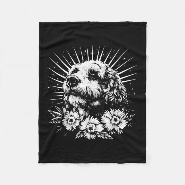 Spanischer Wasserhund Lover Retro Stil Tattoo _1 Fleecedecke (Vorderseite)