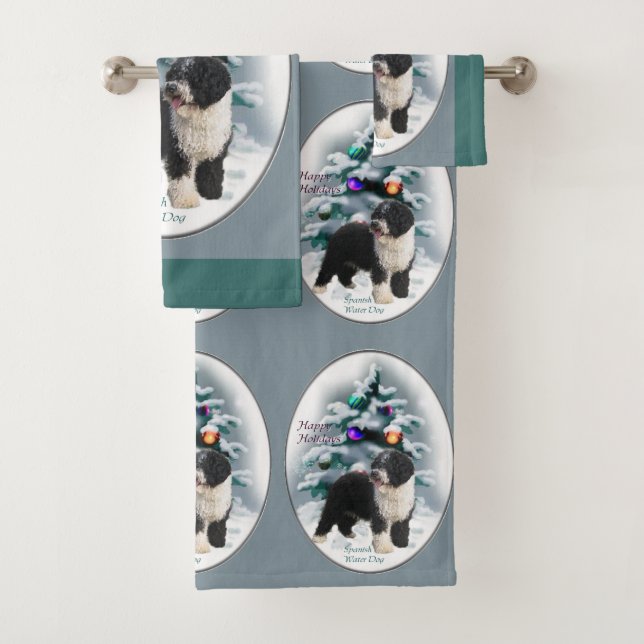 Spanischer Wasserhund Weihnachten Badhandtuch Set (Insitu)