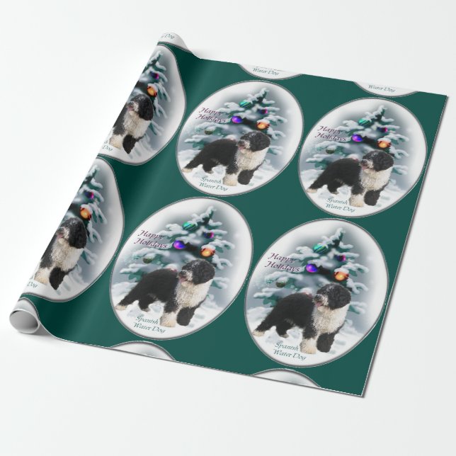 Spanischer Wasserhund Weihnachten Geschenkpapier (Ungerollt)