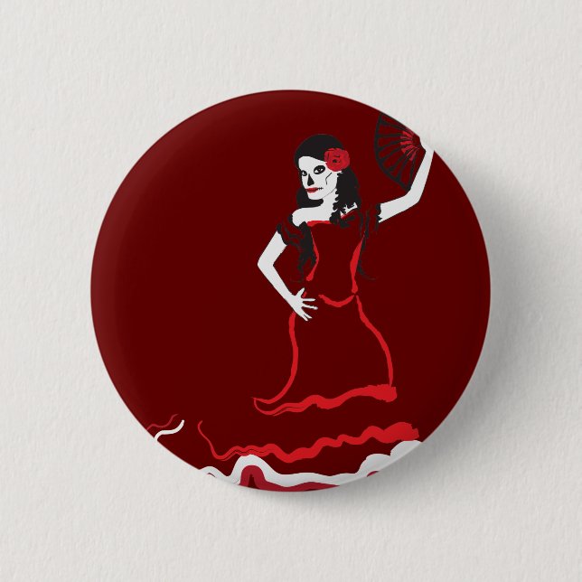 Spanischer Zucker-Schädel-Tänzer Button (Vorderseite)