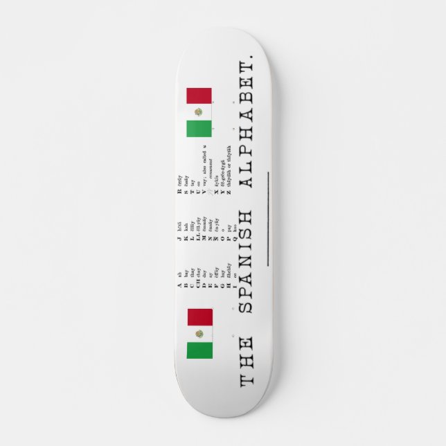 Spanisches Alphabet Skateboard (Vorne)