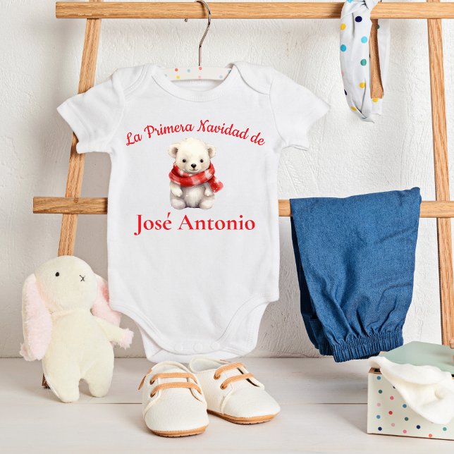 Spanisches Baby Polar Bear Baby's First Christmas Strampler (Von Creator hochgeladen)