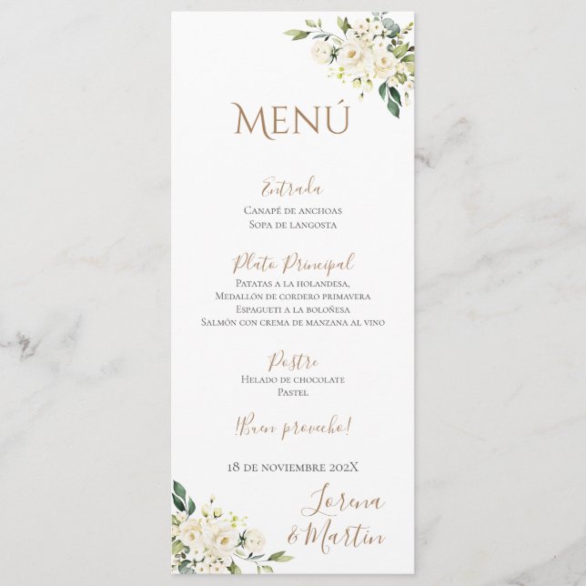 Spanisches Boho Wedding Menu Menükarte (Vorderseite)