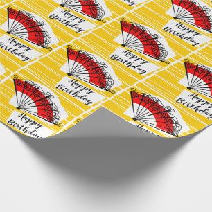Spanisches Fan Happy Birthday Packpapier