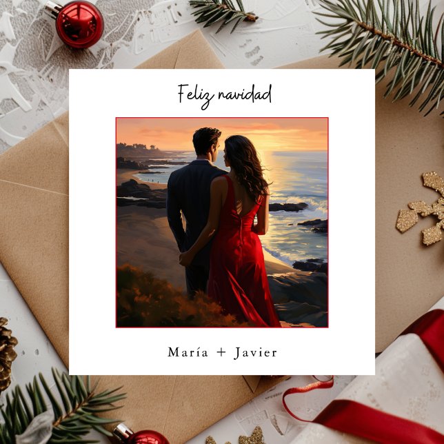 Spanisches Feliz Navidad Elegantes Kalligrafisches Feiertagskarte (Von Creator hochgeladen)
