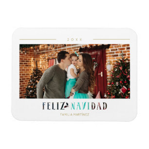 Spanisches Feliz Navidad Modern Typografy Foto Magnet