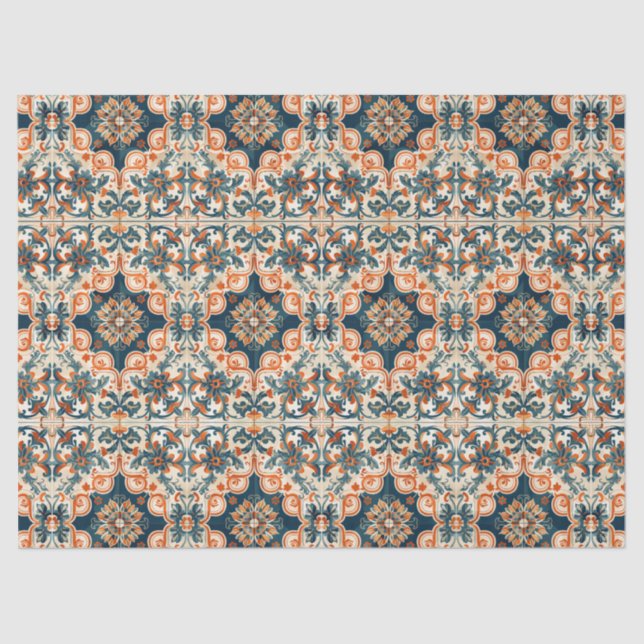 Spanisches Fliesenmuster Terracotta Talavera Decou Seidenpapier (Vorderseite)