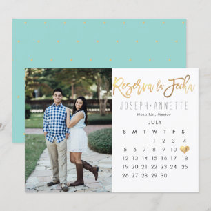 Spanisches Foto Save the Date Kalender faux gold Einladung